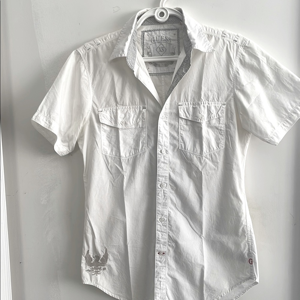 Guess Men's Cotton White Button Down Shirt - Picture 8 of 16